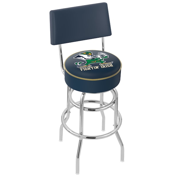 25" Chrome 2-Ring Notre Dame Leprechaun Swivel Bar Stool, Back